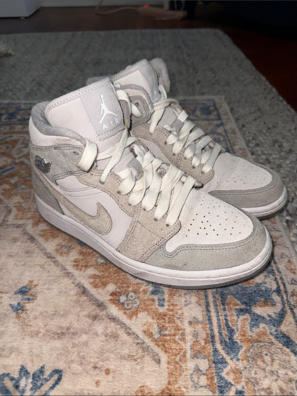 Jordan Mid-Top Sneakers in Beige and White